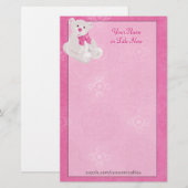 Roze teddybeer Briefpapier (Voorkant / Achterkant)