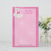 Roze teddybeer Briefpapier (Staand voorkant)