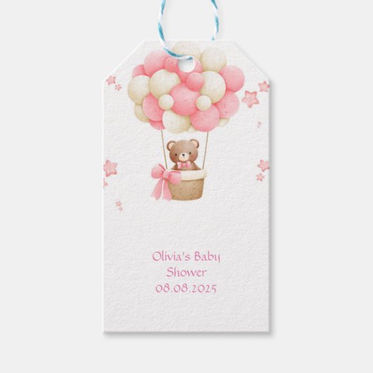 Roze teddybeer cadeaulabel (Voorkant)