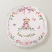 Roze teddybeer fantasieën rond kussen (Achterkant)