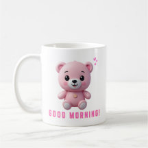 Roze teddybeer Goedemorgen Mok | Schattige cadeau