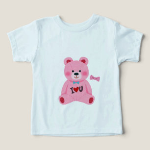Roze teddybeer Ik hou van jou baby T-shirt