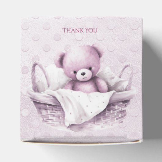 Roze Teddybeer in mand gunst doos Bedankdoosjes (Bovenkant)