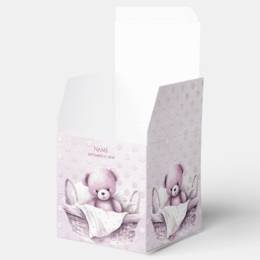 Roze Teddybeer in mand gunst doos Bedankdoosjes (Geopend)