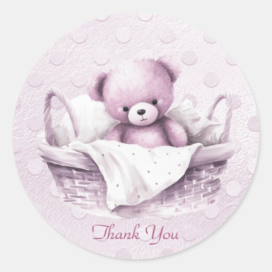 Roze Teddybeer in mand Sticker (Voorkant)