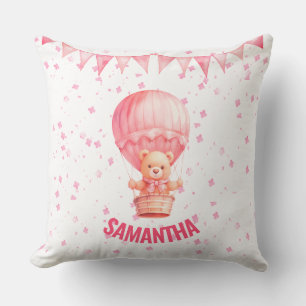 Roze teddybeer luchtballon kussen
