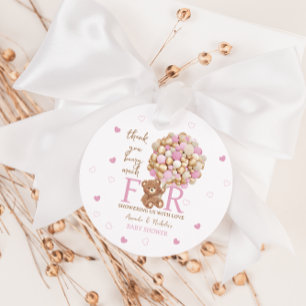 Roze Teddybeer Meisje Baby Shower Bedankt Bedankjes Labels