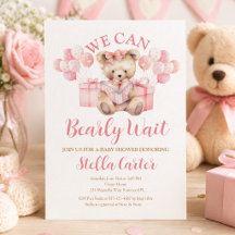Roze Teddybeer Meisje Baby Shower Beertje Wachten