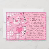 Roze Teddybeer Picnic Meisjes Verjaardag Kaart (Voorkant)