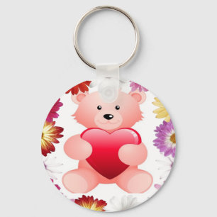 Roze teddybeer sleutelhanger