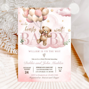 Roze teddybeer We kunnen bijna niet wachten Baby S Kaart