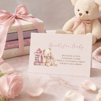 Roze teddybeerboeken voor babykaart informatiekaartje