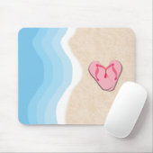Roze Teenslippers op de Beach Mousepad Muismat (Met muis)