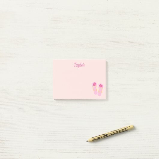  Roze teenslippers Post-it® Notes (Op bureau)