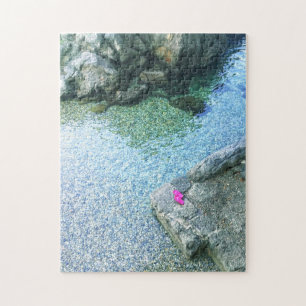 Roze Teenslippers schoenen bij het strand rotsen f Legpuzzel