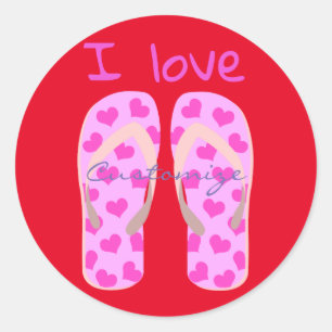 Roze Teenslippers Thunder_Cove Ronde Sticker