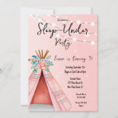 Roze Teepee Slaap-Under Verjaardagsfeest Uitnodigi Kaart (Voorkant)