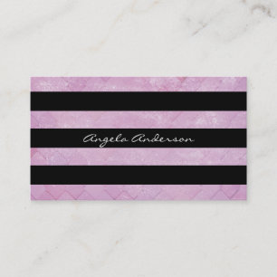 Roze Tegel Grunge / Black Stripes Modern Visitekaartje