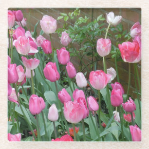 Roze tegels glazen onderzetter