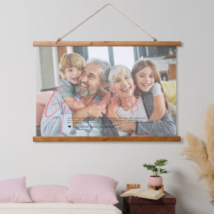 Roze tekst   Kleinkinderen maken het leven leuk Fo Hangend Wandkleed