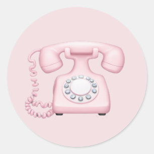 Roze Telefoon Emoji Art Ronde Sticker