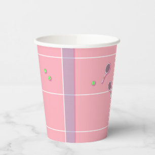 Roze Tennis Court Modern Tennis Player Papieren Bekers