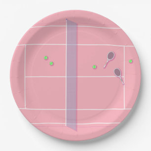 Roze Tennis Court Modern Tennis Player Papieren Bordje