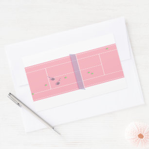 Roze Tennis Court Preppy Modern Tennis Player Rechthoekige Sticker