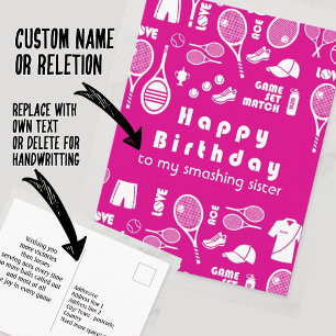 Roze 💗 Tennis 🎾 Happy Birthday Briefkaart