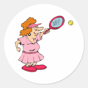 Roze tennis Lady Ronde Sticker