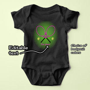 Roze tennis voeg naam of tekst toe baby bodysuit