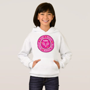 Roze tennisslogan met aangepaste naam hoodie