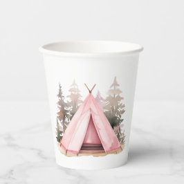 Roze Tent Camping Cup Papieren Bekers