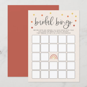Roze Terracotta Regenboog Bruidsdouche Bingo Spel Kaart