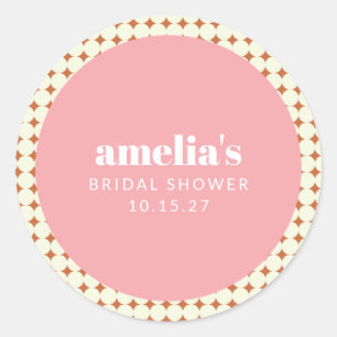 Roze Terracotta Stippen Bruiloft Feest Custom Ronde Sticker