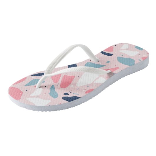 Roze Terrazzo Patroon Teenslippers (Schuin)