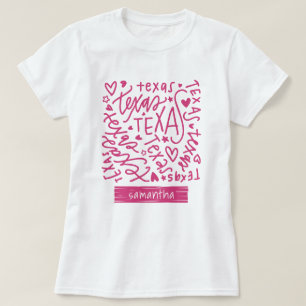 Roze Texas Doodle Patroon T-shirt