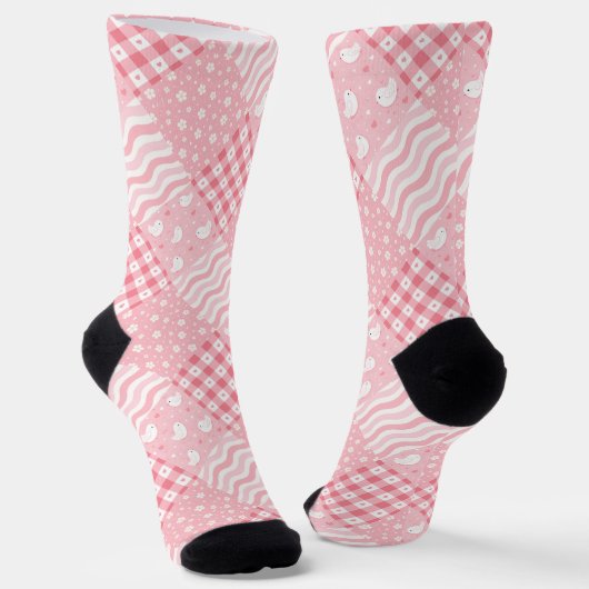 Roze Texturen Sokken (Gebogen)