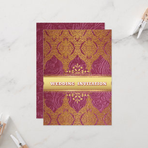 Roze textuur Bloemen Islamitische bruiloft uitnodi Kaart