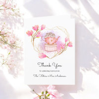 Roze Thee Party Dank Je Rose Goud Witte Kaart