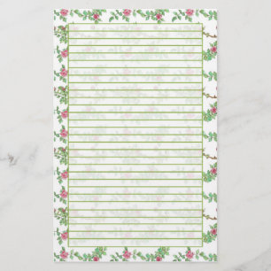 Roze Thee Roos Waterverf Bloemen Vol Briefpapier