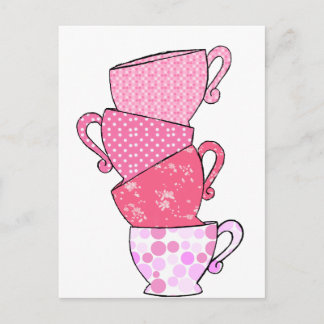 Roze theebeker briefkaart