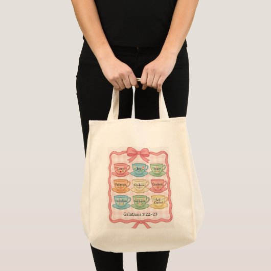 Roze theekopontwerp tote bag (Voorkant (product))