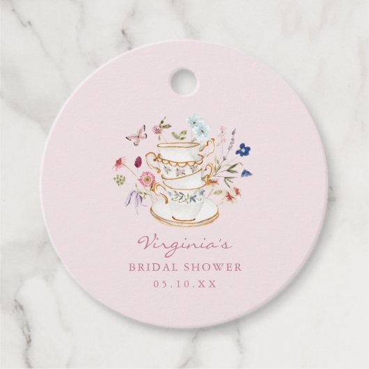 Roze theepartij bedankjes labels (Voorkant)