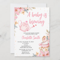 Roze Theepot Floral Baby is Baby shower brouwen