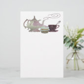 Roze theepot-, theeband- en cupcake-kunst briefpapier (Staand voorkant)