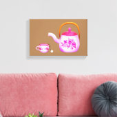  roze theetheetheekfeestje canvas afdruk (Insitu (Woonkamer))
