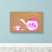  roze theetheetheekfeestje canvas afdruk (Insitu (Houten vloer))