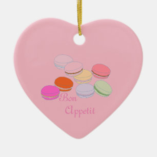 Roze Thema Paris Frans Macaron Smakelijk Keramisch Ornament