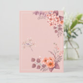 Roze Thematische Bloemen Kaart (Staand voorkant)